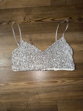 H&M Silver Sequin Camisole Top